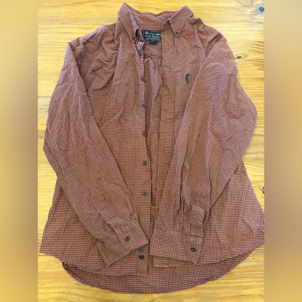 Men’s Abercrombie Red Checkered Button-Up Shirt